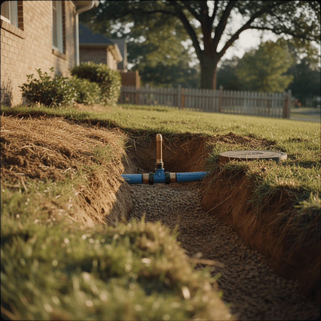 Residential water service connection installation